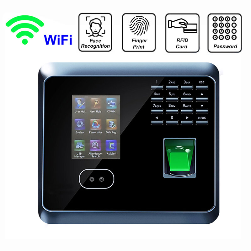 ZKTime perangkat elektronik, sistem absensi wajah biometrik WiFi 5.0, Attendace manajemen waktu karyawan sidik jari