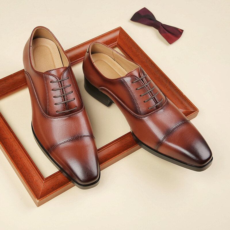 Zapatos de cuero de lujo para hombre, calzado Formal de alta calidad, color negro, con punta estrecha, para boda
