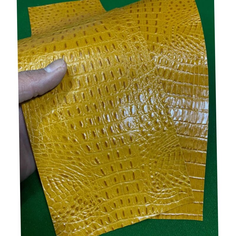 Cue Grips Yellow Embossed Leather Wrap Pool Billiards Butt Genuine Leather Thickness 0.6mm-Quality DIY Wrap Crocodile-Stone Wave