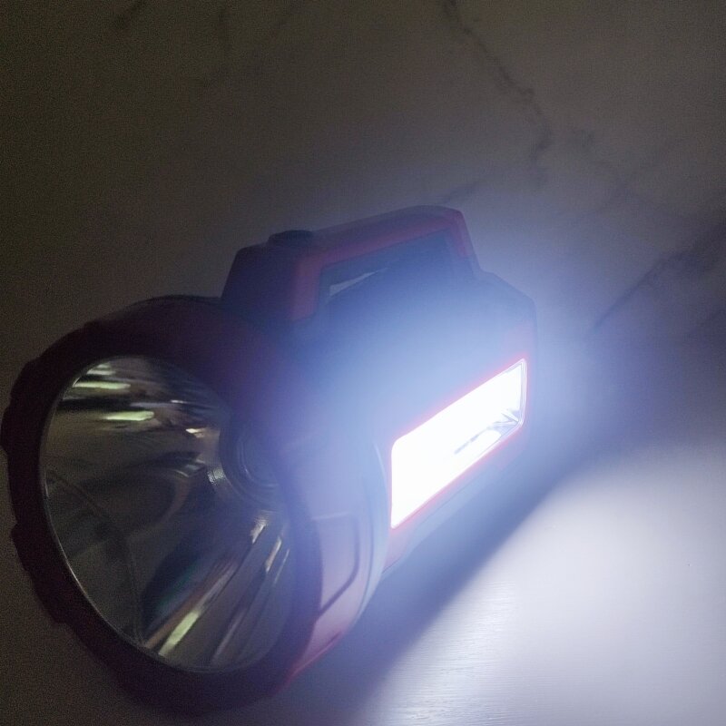 Linterna de trabajo de mano de largo alcance, potente lámpara LED, reflector portátil impermeable con luz lateral