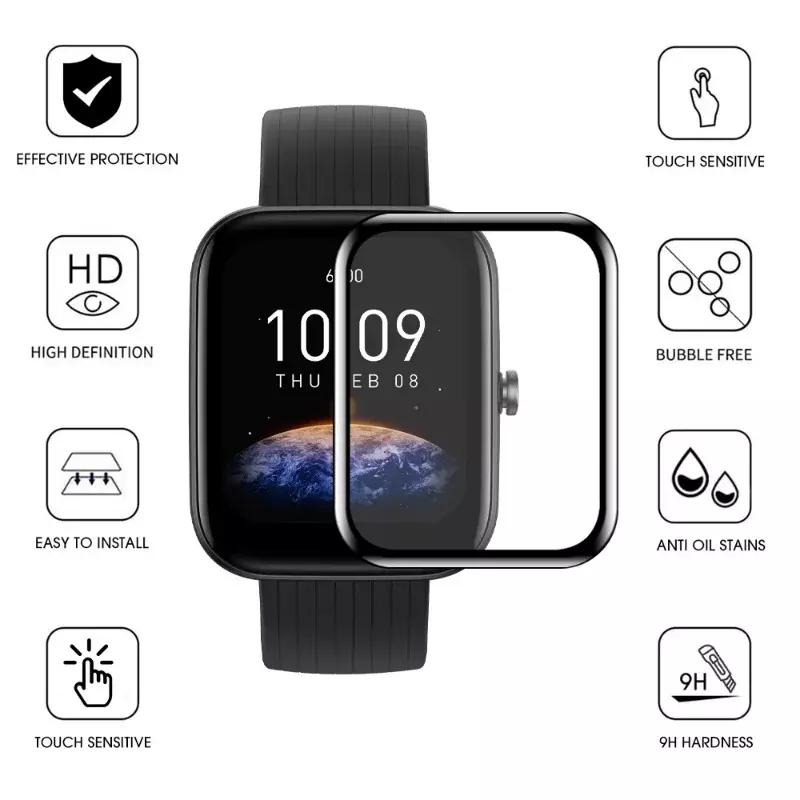 Voor Amazfit Bip 3/3 Pro 3D Gebogen Screen Protector Hd Transparant Voor Amazfit Bip 3 Pro Beschermfolie Smartwatch Accessoires