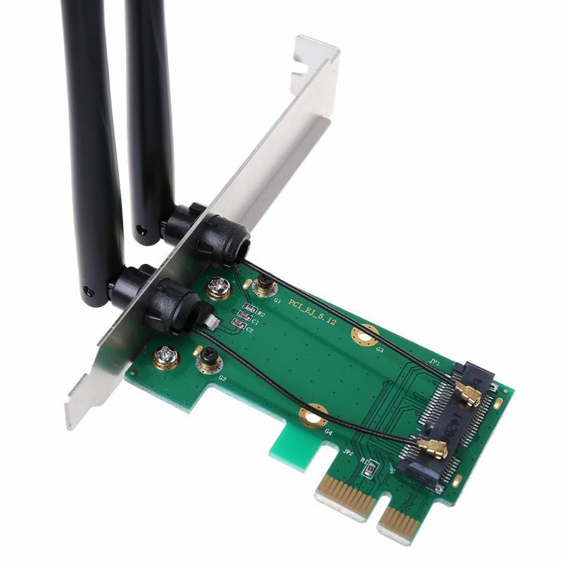 Carte réseau sans fil WiFi Mini PCI-E Express vers PCI-E, adaptateur externe PC à 2 antennes de haute qualité