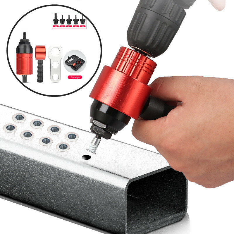 Rivet Nut Gun Riveting M3~M8 Cordless Rivet Drill Electric Adapter Insert Nut Tool, Can Be Used In Manual And Electric Mode