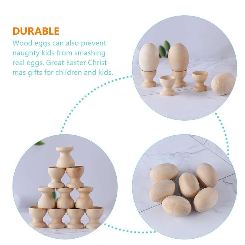 Huevos falsos de Pascua para artesanías, juguetes de madera en blanco