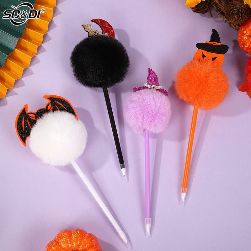 Plush Bat Pumpkin Ball Pen para Crianças, Caneta fofa do Dia das Bruxas, Prank Criativo, Escrita do Estudante, Escola, Papelaria de Escritório, 1Pc