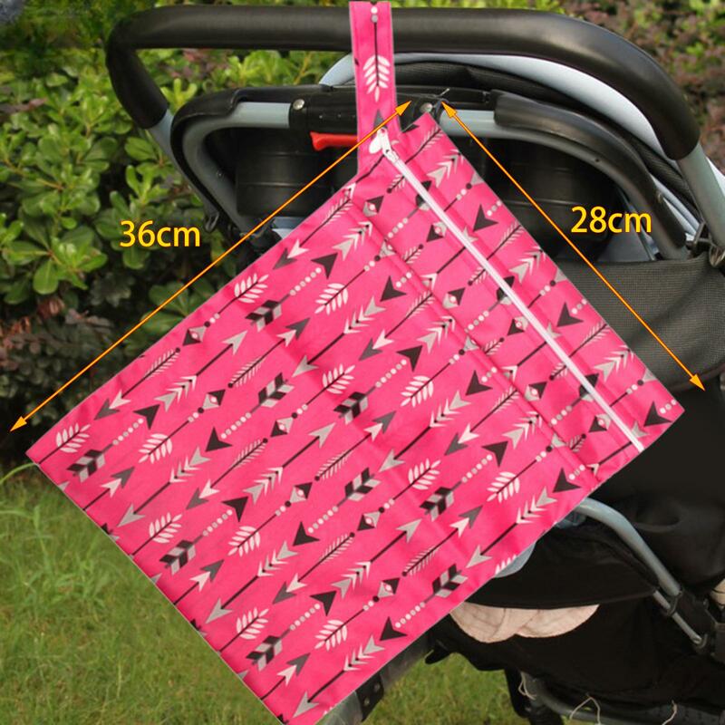Baby Nappy Bag Mummy Bag Water Resistant Reusable Printed Pocket Diaper Pouch Wet Bags for Daycare Outdoor Shopping Beach Travel
