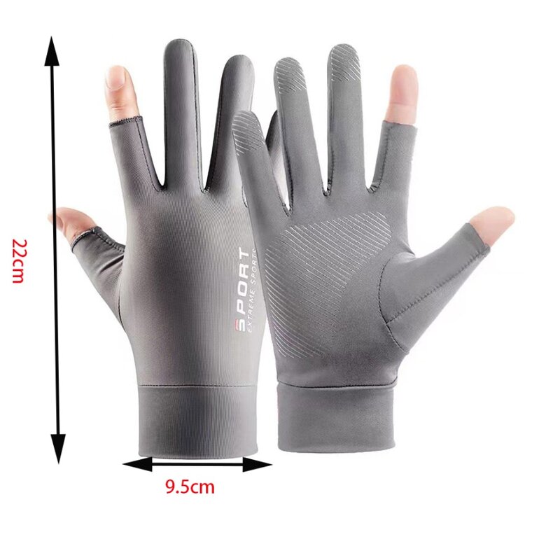 Touch Screen Ice Silk Fishing Gloves Hot Sale Breathable Highly Elastic Sunscreen Gloves Anti-uv Armguard Outdoor Sports