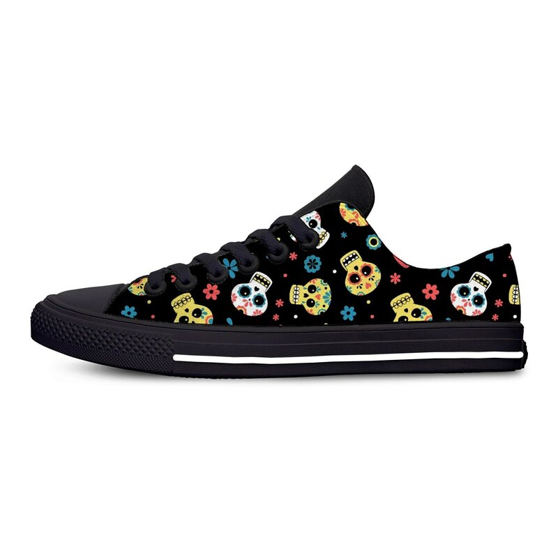 Hot Cool Summer Mexican Sugar Skull Dead Novelty Design Classic Canvas Shoes Men Women Casual Sneakers Low Top Board Shoes