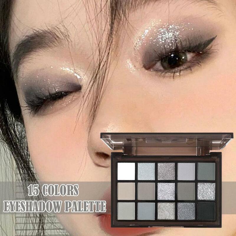 15 colori Eyeshadow Palette Black Smokey Palette Matte Waterproof High Shadow Eye Shimmer Glitter Makeup pigmentato G0P7