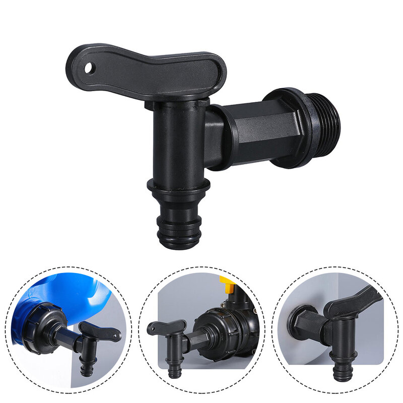 PLASTIC WATER BUTT TAP & NUT FOR RAIN SNAP OR PUSH FIT BLACK Garden Outdoor Removable Replacement Spare Part