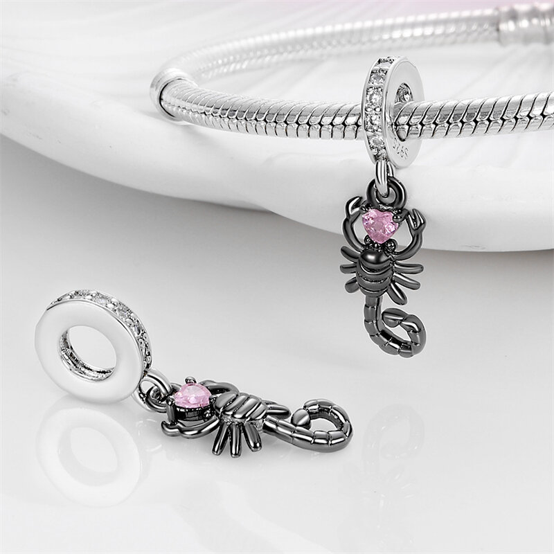 Cocok asli Pandora gelang & Bangle 925 perak murni kalajengking jimat untuk wanita DIY manik mode perhiasan