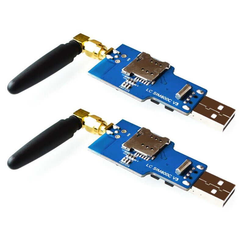 2X USB to Gsm Serial Gprs Sim800C Module Bluetooth Computer Control + Antenna
