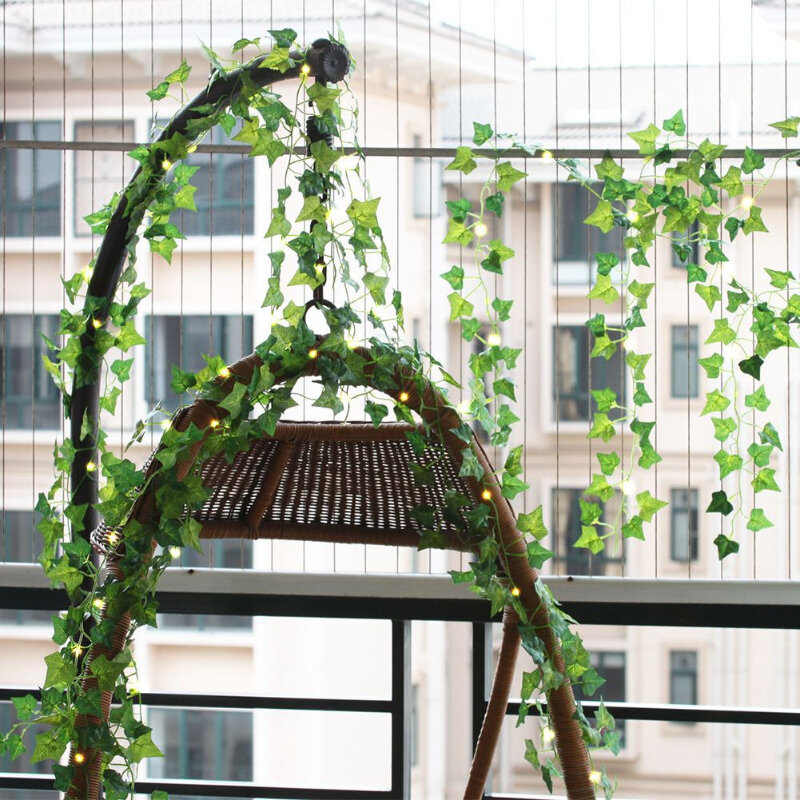 LED 인공 식물 스트링 라이트, 녹색 잎 아이비 덩굴 요정 라이트, 스트링 단풍잎 램프