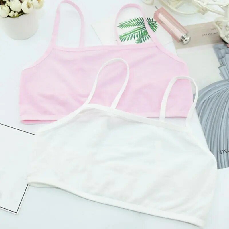 2022 New Puberty Teenage Girl Cotton Underwear Student Brassiere Training Bra Solid Color