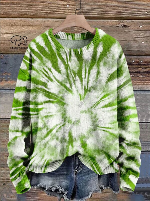 PLstar Cosmos-suéter con estampado 3D de trébol verde, suéter feo con patrón floral pequeño, informal, unisex