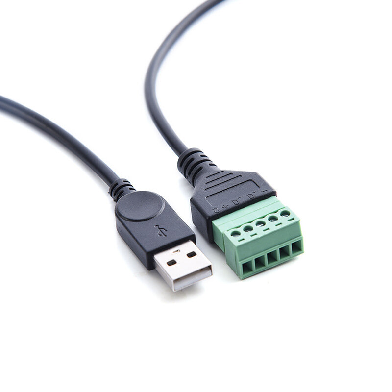 Micro 5 Pin 2.0 USB A Male To 5 Pin Screw with Shield Solderless Terminal Plug Adapter Connector Cable Lead