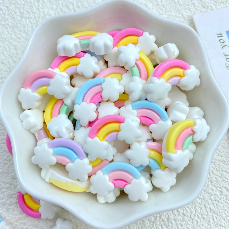 30Pcs New Cute Resin Mini Colorful Rainbow Series Flat Back Free Shipping Manicure Parts Embellishments For Hair Bows Accessorie