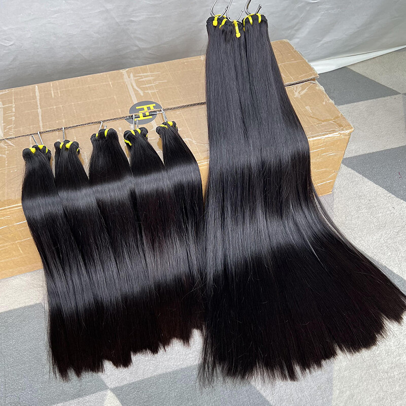 15A Double Drawn Straight Human Hair Bundles Brazilian Raw Virgin Human Hair Weaving for Women Hair Extensions Natural Color