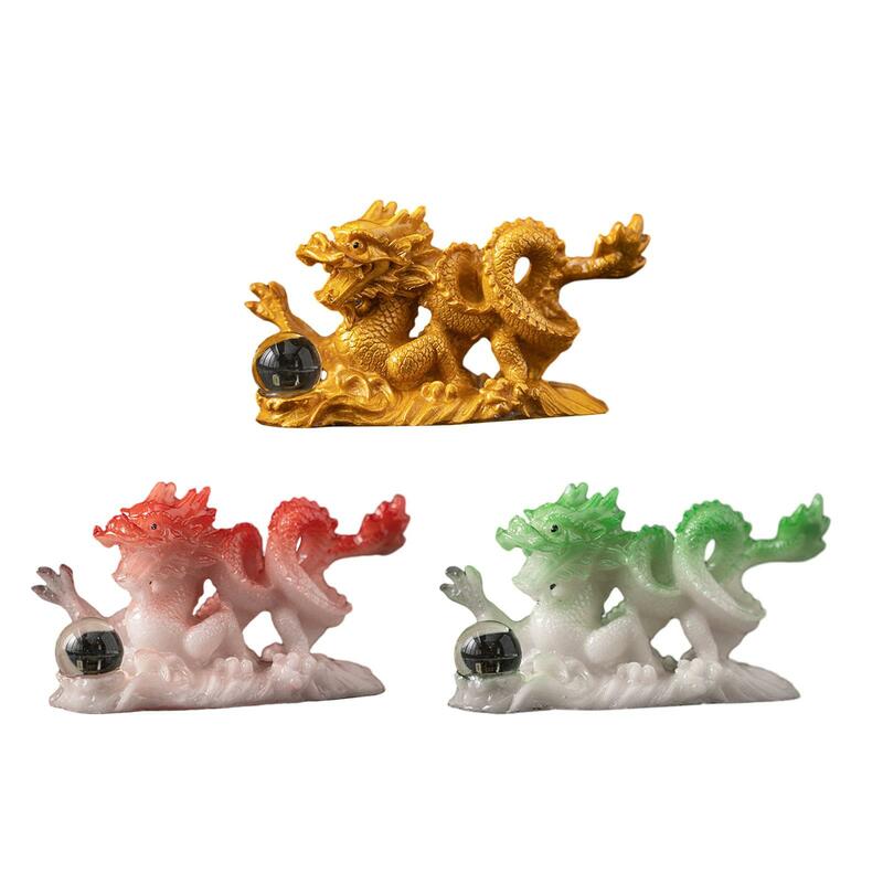 Dragão jogando talão estátua, chá chinês decoração, ornamento Pet, Tabletop arte