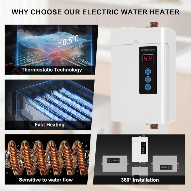3000w Durchlauferhitzer elektrisch, 110V elektrischer Warmwasser bereiter mit Digital anzeige, Warmwasser bereiter auf Anfrage