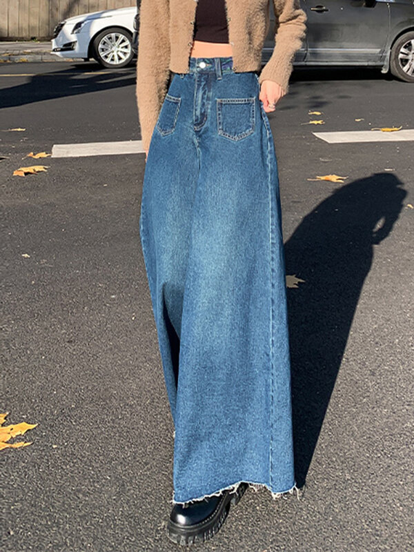 Toweling Loose Jeans Hiphop Vintage High Waist Jeans Ripped Tassel Wide Leg Baggy Jeans Mom Pants Loose Casual Straight Trousers