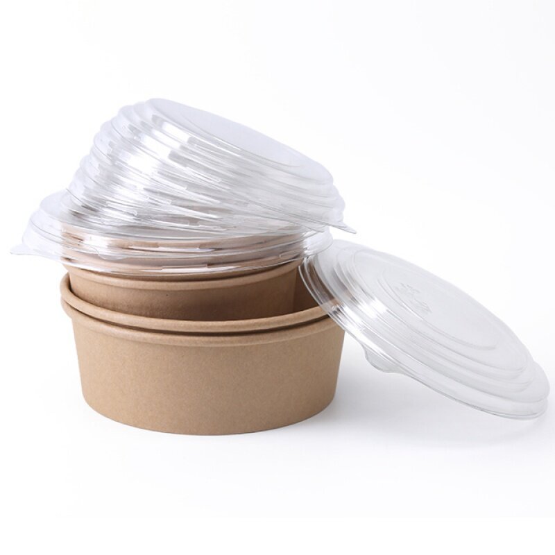 Cuenco de papel Kraft Biodegradable desechable para llevar, producto personalizado, poco profundo, para sopa y ensalada