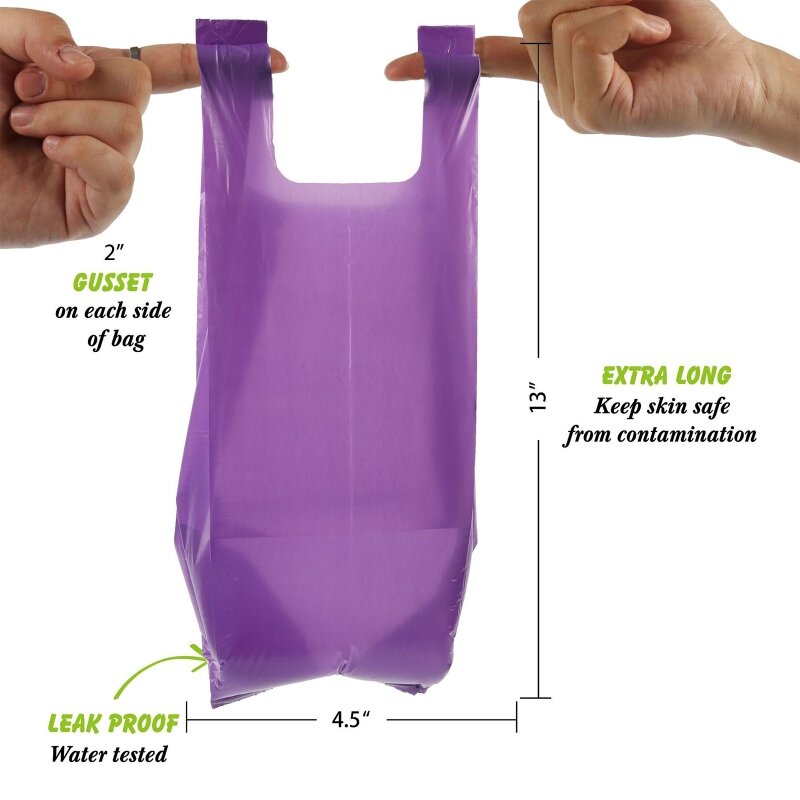 270F Biodegradable Dog Poop Bags with Handles Easy Tie Doggie Waste Bag Safe Material Puppy Poop Bags Refill Roll