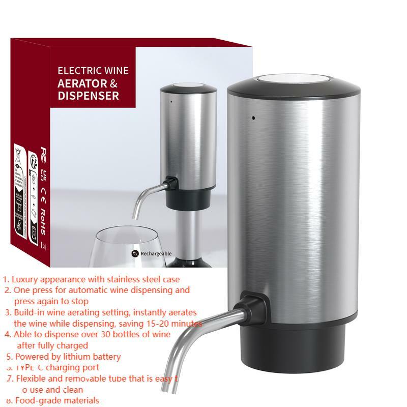 Automatic Wine Aerator Dispenser Rechargeable One Touch Electric Wine Decanter Liquor Dispenser Set Bar Party Wine Accessories