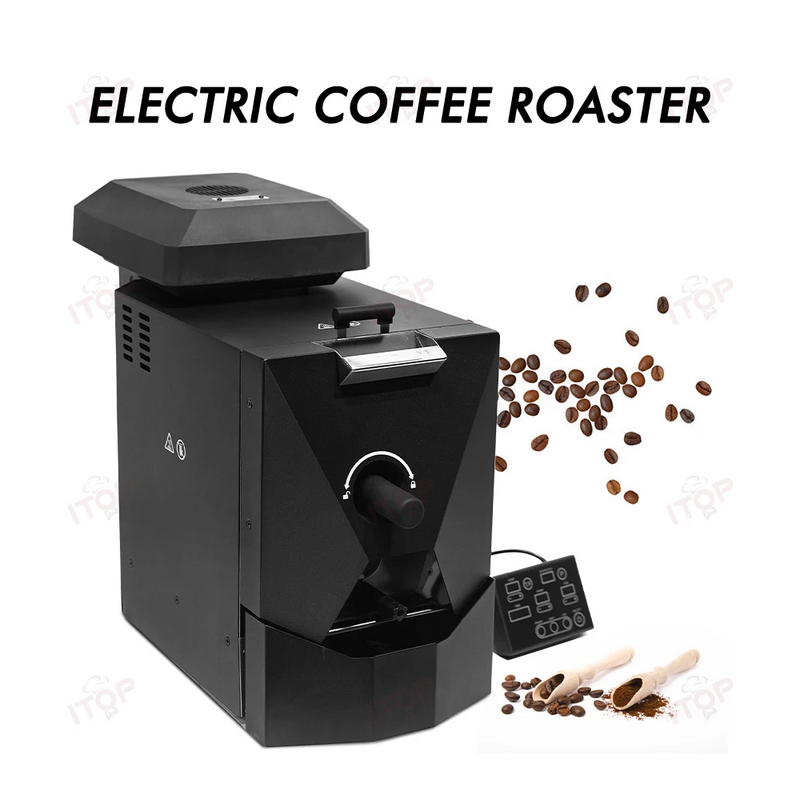 ITOP mesin sangrai otomatis untuk biji kopi, mesin pembakar biji kopi elektrik CBR, mesin panggang otomatis dengan 3 pengering biji melengkung 110V 220V
