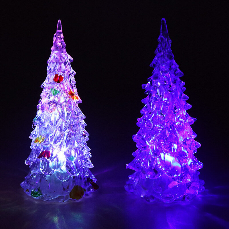 Lampu malam Natal LED hadiah pacar dicat lampu pohon kristal warna-warni untuk pacar teman dan keluarga pesta liburan