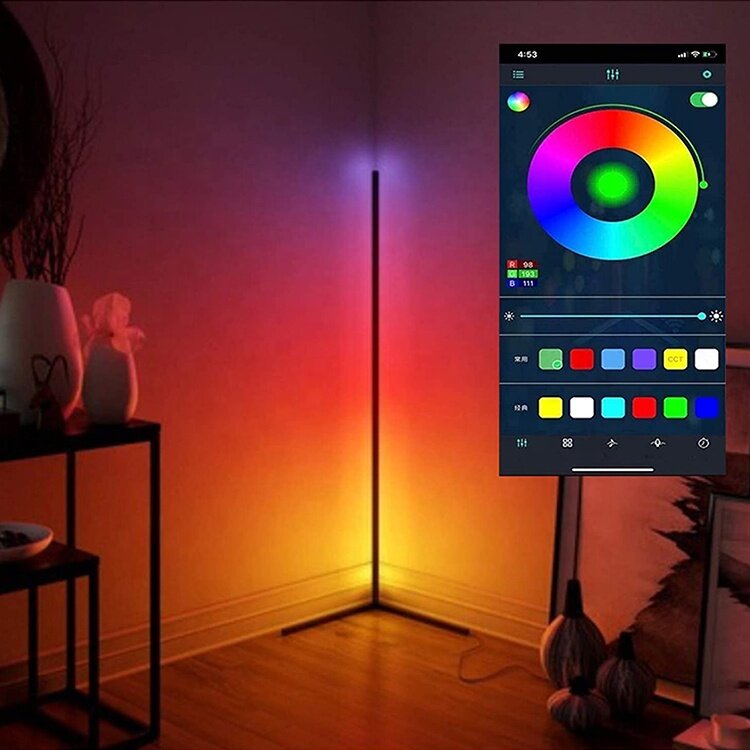 2021  Hot Sale Minimal Modern Tripod Corner Floor Lamp Standing Bedroom Discount Smart LED RGB Led  Floor Lamps