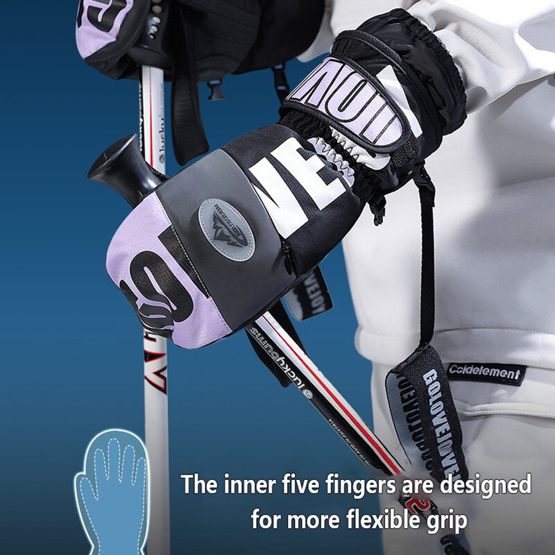 Sarung tangan sepeda ski, dengan layar sentuh empuk Anti selip untuk bersepeda MTB