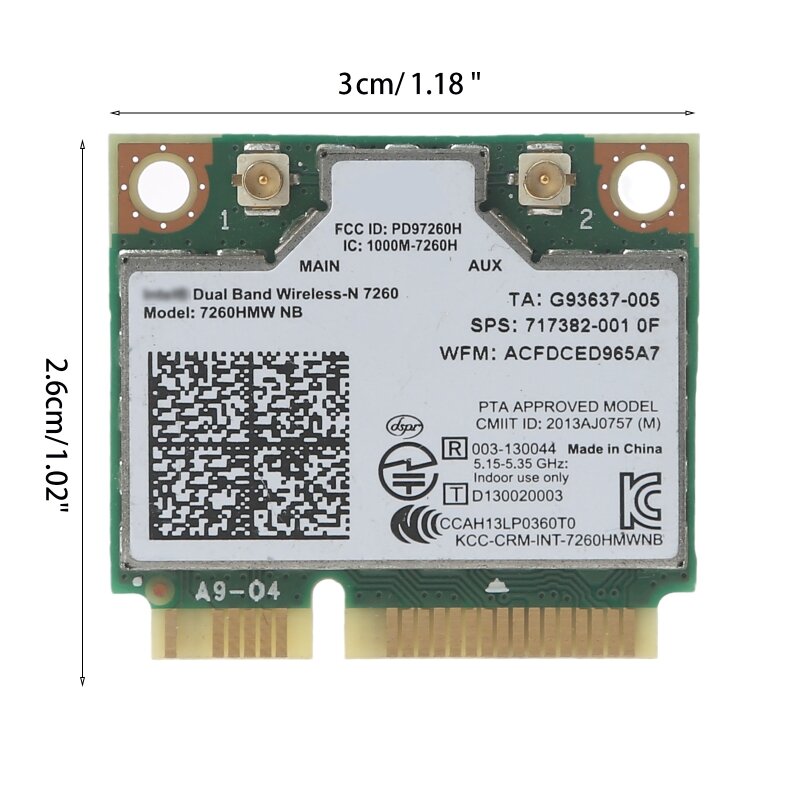 인텔 7260HMW NB 미니 PCI-E 와이파이 카드, HP 노트북용, 300M 듀안 밴드 무선 네트워크 어댑터, SPS:717382-001 7260