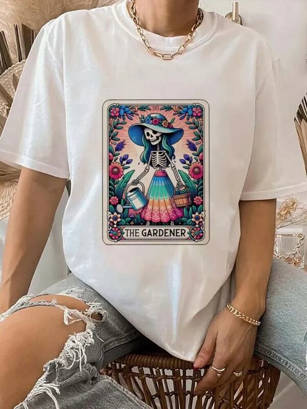 Ogrodnik letnia moda w stylu lat 90 odzież z krótkim rękawem Top z nadrukiem moda t-shirt wzór odzieży damskiej urocza koszulka