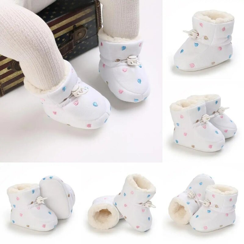 White Baby Shoes Boy And Girl Baby Cute Casual Cotton Flats First Generation Baby Ankle Boots Cotton Non-Slip Warm Walking Shoes
