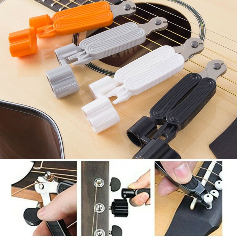 Strumento per chiave avvolgicavo per chitarra grigia in metallo + estrattore per perni in ABS riparazione ponte bianco arancione 30g durevole di alta qualità caldo