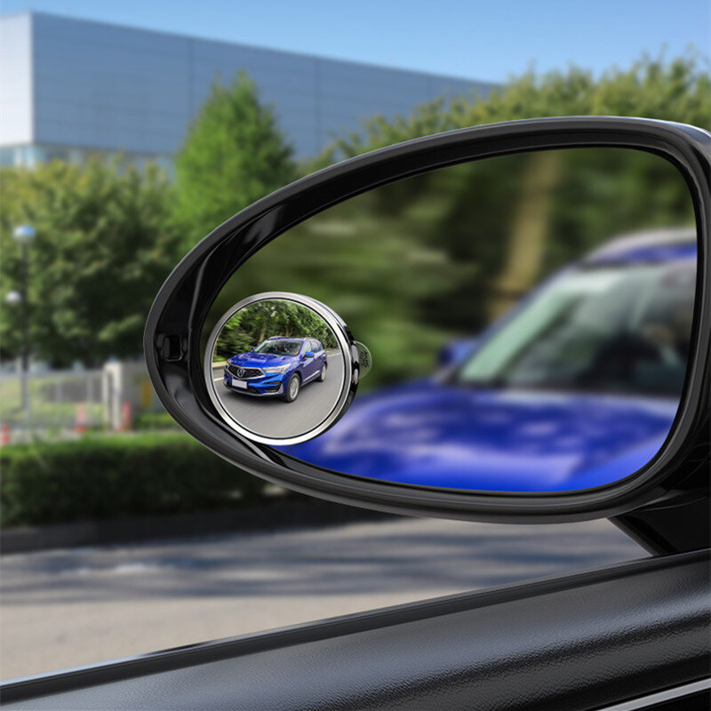 กระจกส่องหลังรถยนต์แบบนูนเสริมสำหรับรถยนต์360องศากระจกส่องหลังจุดบอดกระจกมองหลังมุมกว้างปรับ spion Bulat Kecil ได้