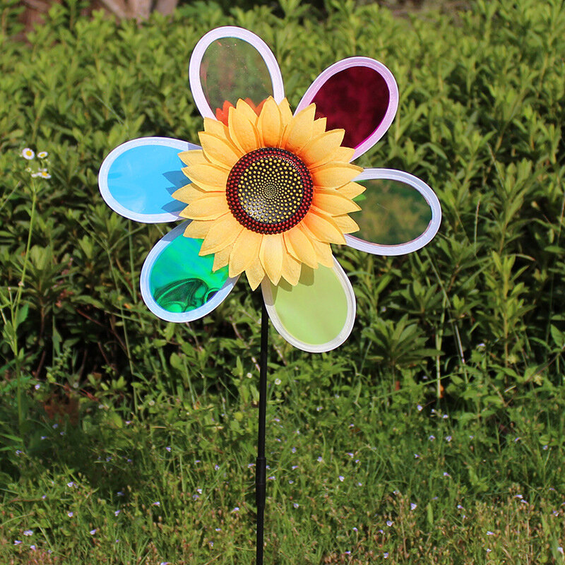 Jednowarstwowy wiatrak słonecznikowy wiatraczek barwny cekinowy wiatrak do dekoracja do przydomowego ogrodu wiatrak słonecznikowy