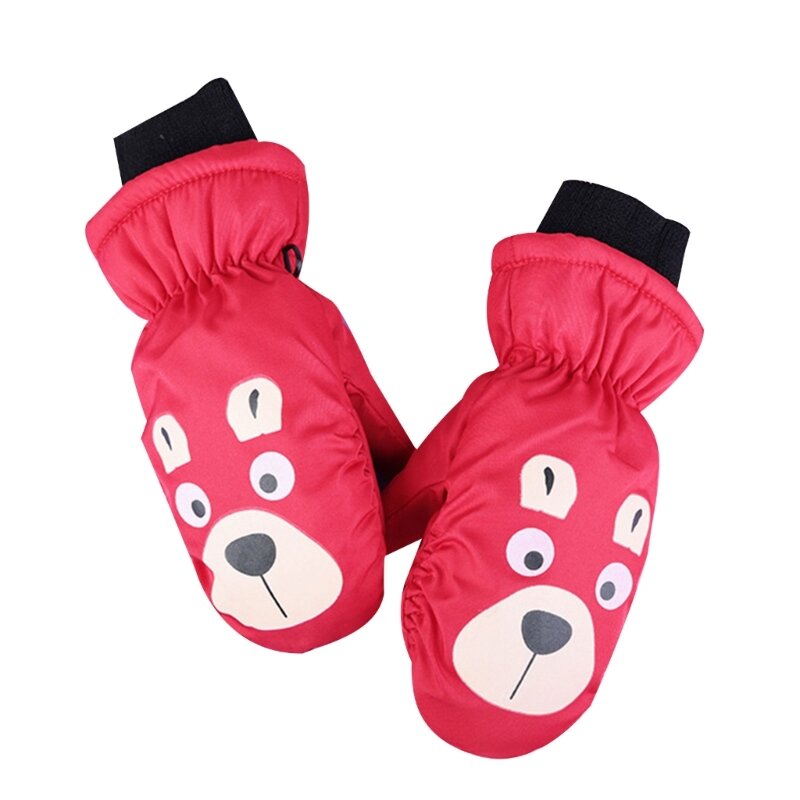 K1MA водонепроницаемые детские лыжные перчатки милый медведь узор детские ветрозащитные перчатки мультфильм