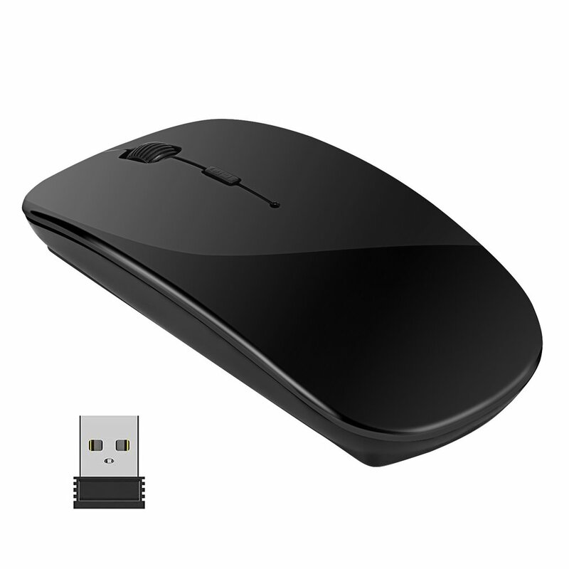 Mouse Nirkabel Dapat Diisi Ulang untuk Komputer PC Laptop, Mouse Nirkabel Tanpa Suara Mini Ramping, Mouse 2.4G untuk Rumah/Kantor