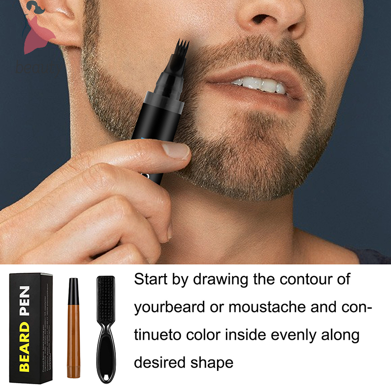 Водонепроницаемая ручка для бороды, наполнитель для бороды, карандаш и кисть для бороды, четырехзубчатая ручка для бороды, ремонтные инструменты для окрашивания усов