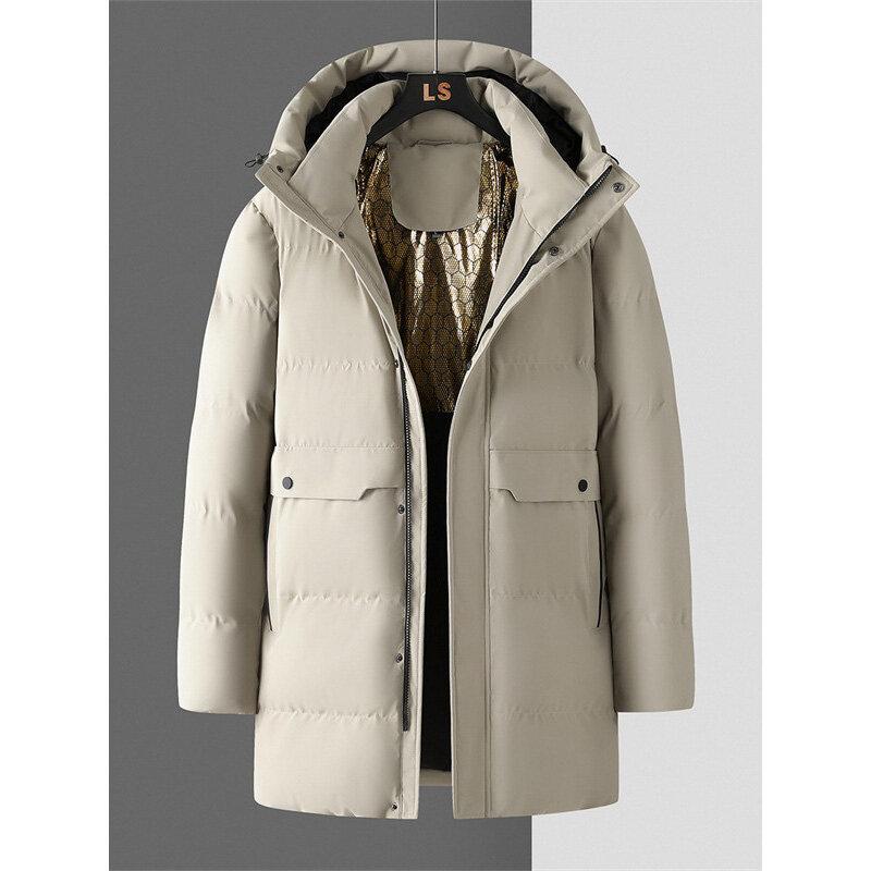 Winter Trend Männer schöne Kapuze einfarbig mittellang Fett übergewichtig übergroße lose kälte beständige warme Jacke 6xl 7xl 125kg