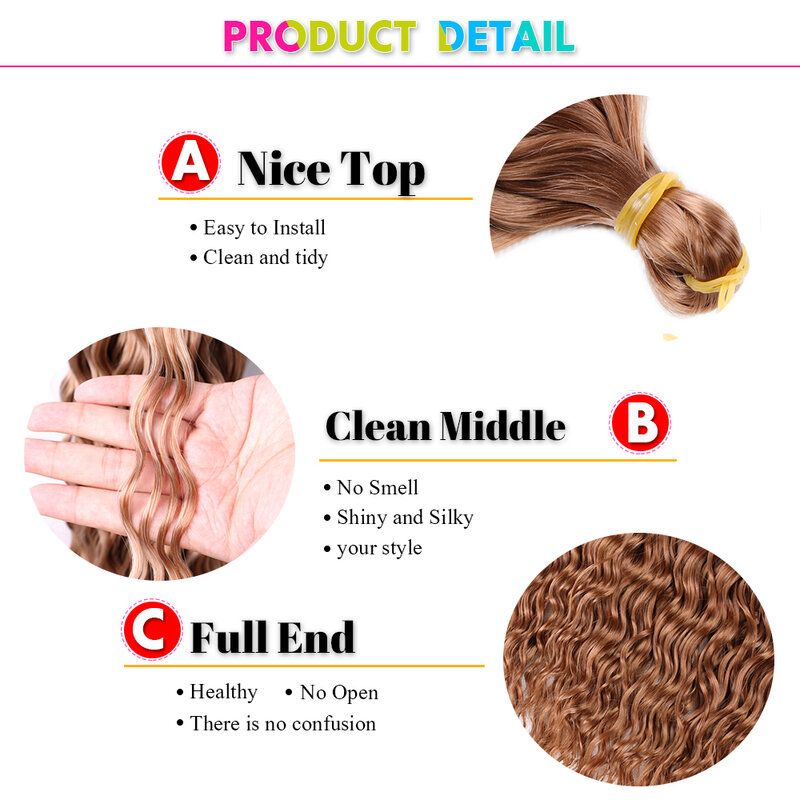 32 Inch Long Ariel Curly Deep Wave Braid Hair Synthetic Water Wave Crochet Hair Brown Blond Braiding Hair Extensions for Women