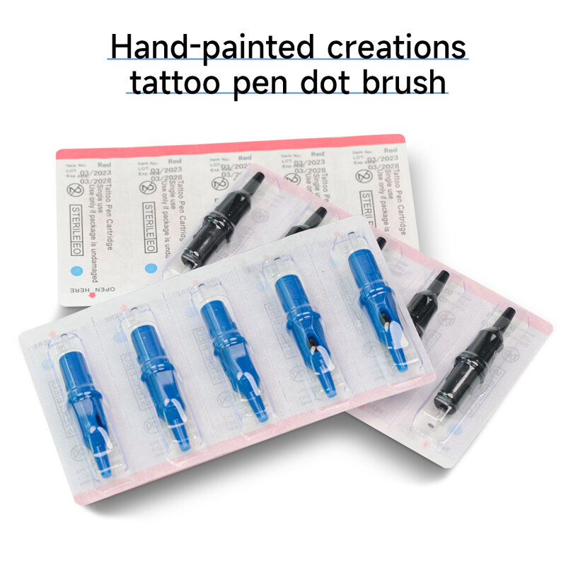 Caneta esferográfica de tatuagem integrada, descartável, tatuagem desenho prática cartucho, agulhas para máquina rotativa, 5 cores, universal