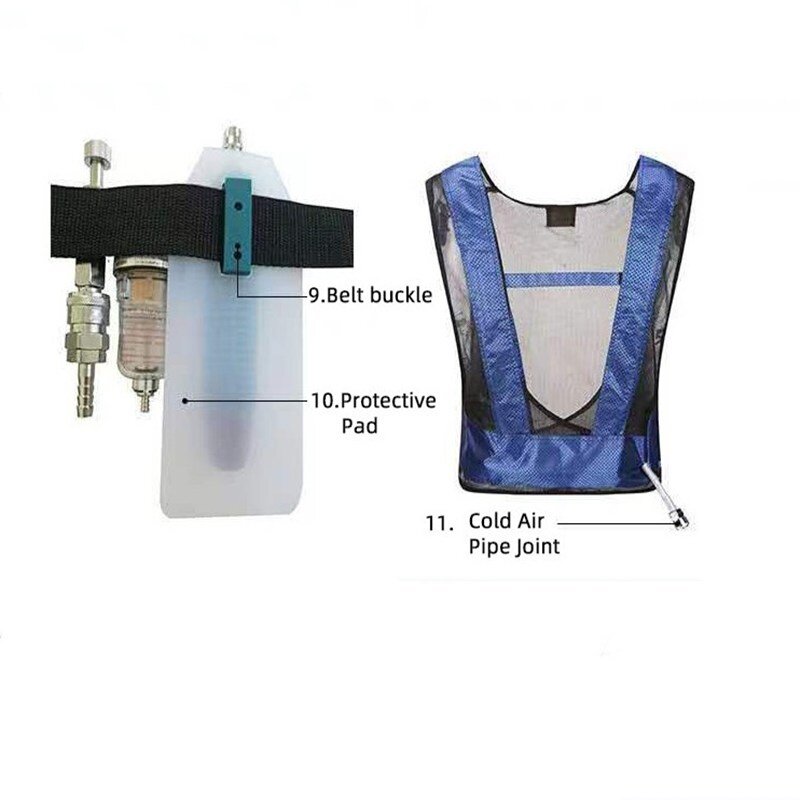 Lassen Staal Lucht Gecomprimeerd Cooling Vest Vortex Buis Airconditioner Vest Werknemers Koeling In Hoge Temperatuur