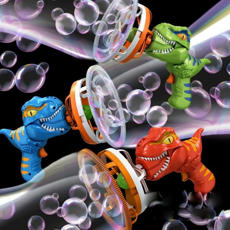 ABS kipas mesin gelembung dinosaurus, mainan luar ruangan dinosaurus gelembung mesin gelembung listrik genggam dalam gelembung