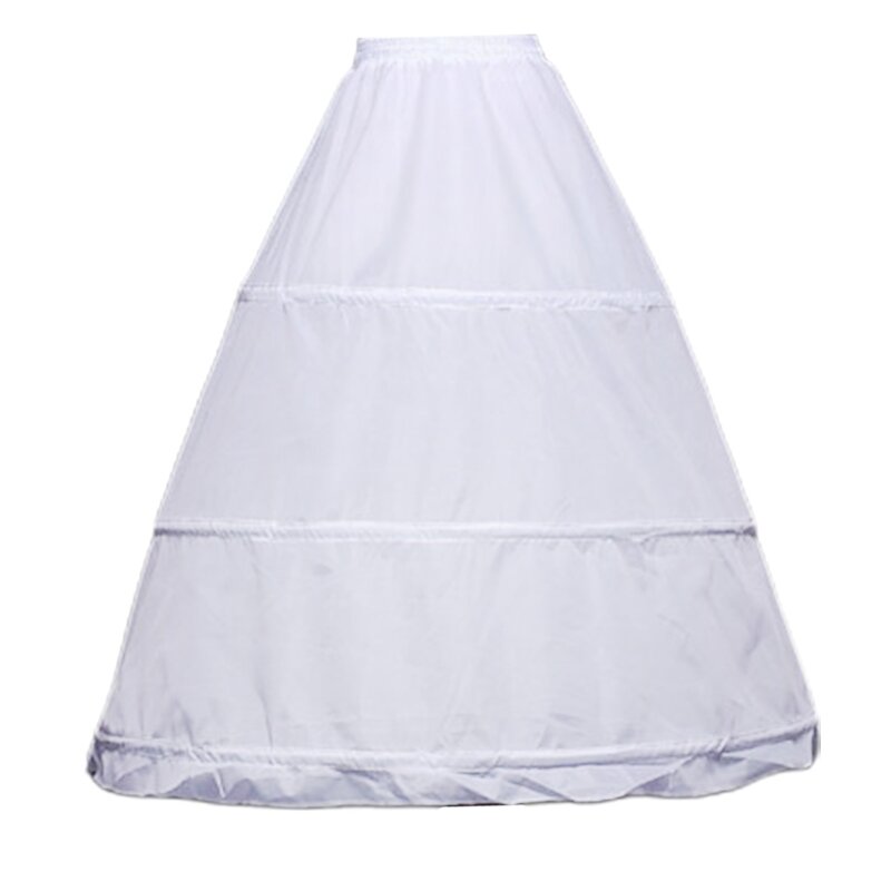 ผู้หญิง3ห่วง A-Line Petticoat ปรับสายรัดเอวงานแต่งงานชุดเจ้าสาว Crinoline Single Layer Ball Gown Underskirt Slip