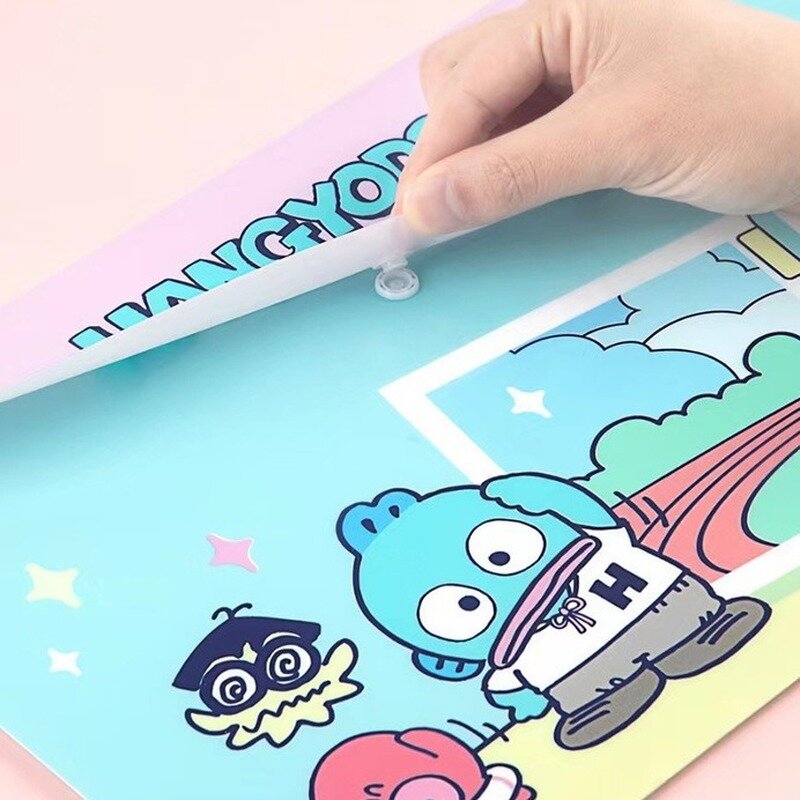 Sanrio-suministros de papelería de dibujos animados para estudiantes, carpetas de bolsillo A4 con forma de pez payaso, Hangyodon, bolsa de archivo de dibujos animados, 12 piezas