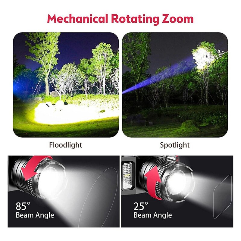 1 Set Rechargeable Head Light 360° Adjustable Angle Headlight Flashlight Motion Sensor For Fishing