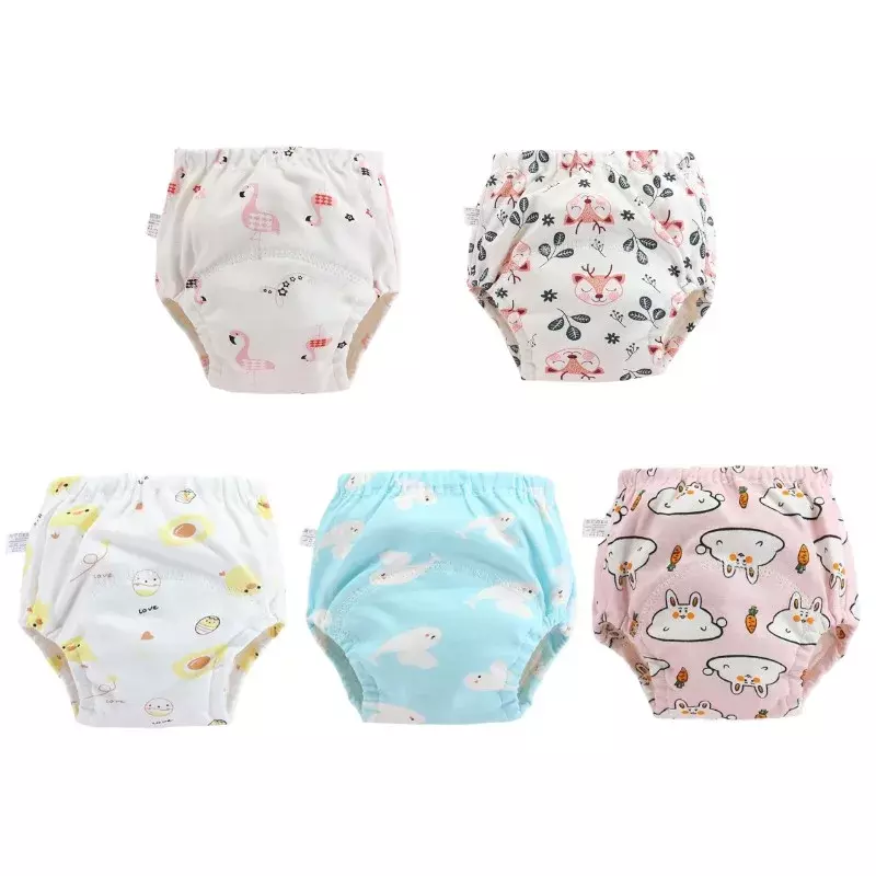 5PC Waterproof Reusable Cotton Baby Training Pants Infant Shorts Underwear Cloth Baby Diaper Nappies Panties Nappy Changing
